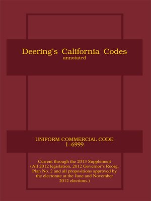 cover image of Deering's California Uniform Commercial Code, Annotated